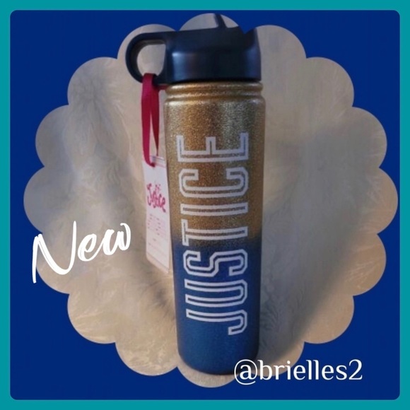 Justice Other - SOLD 🎠 New Justice Ombra Glittery Water Bottle, Blue & Gold